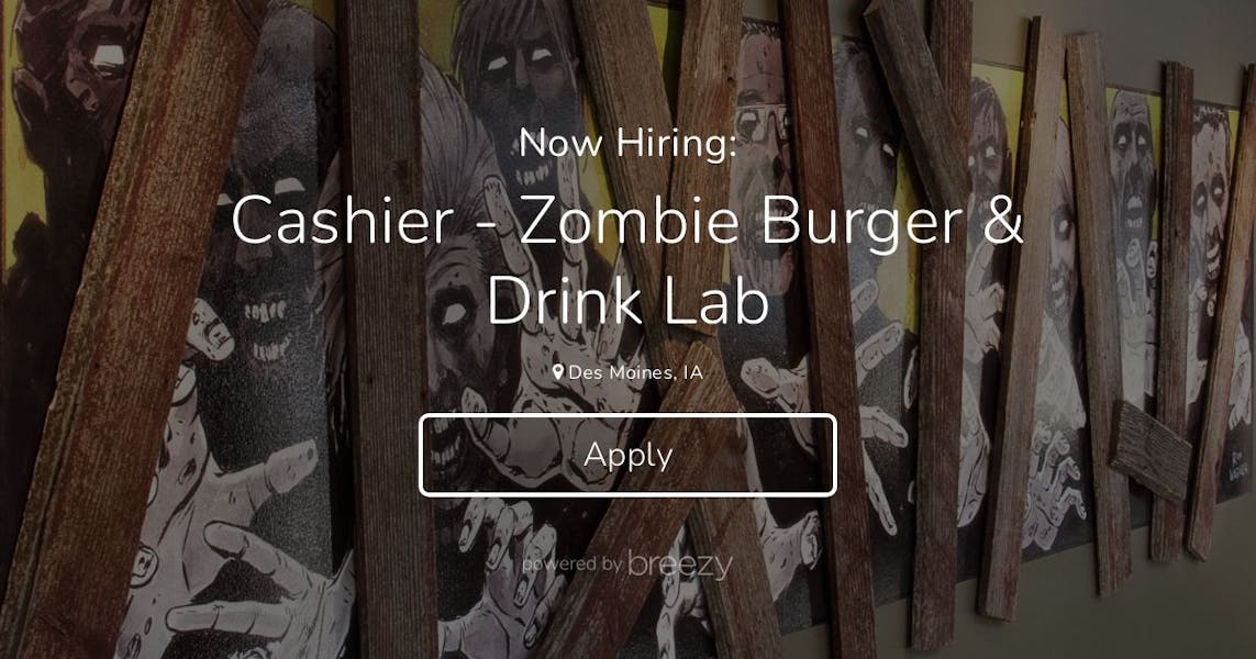 Cashier Zombie Burger & Drink Lab at Zombie Burger & Drink Lab East