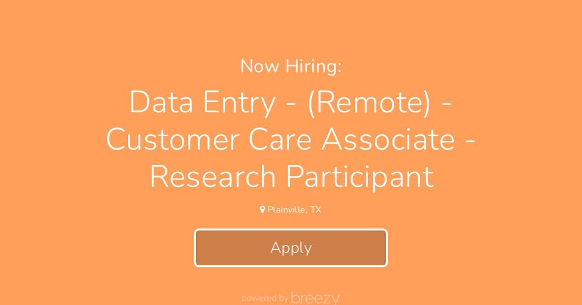 Data Entry - (Remote) - Customer Care Associate - Research Participant ...