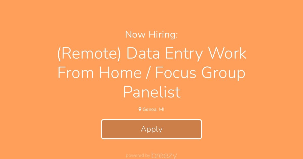 (Remote) Data Entry Work From Home / Focus Group Panelist at FocusGroupPanel