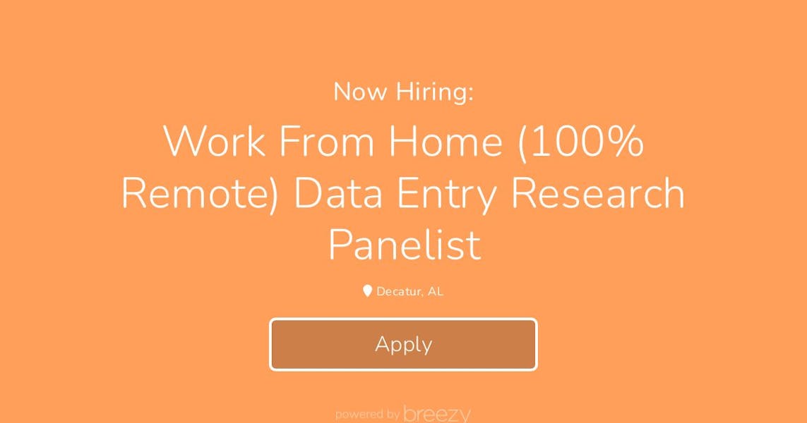 Work From Home (100 Remote) Data Entry Research Panelist at