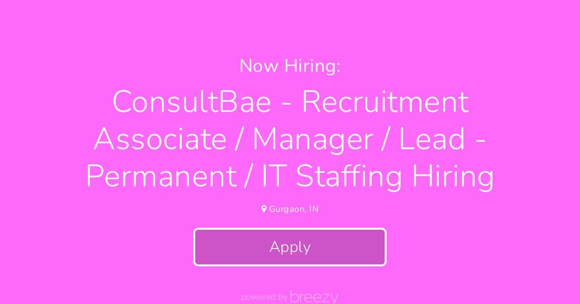 ConsultBae - Recruitment Associate / Manager / Lead - Permanent / IT ...