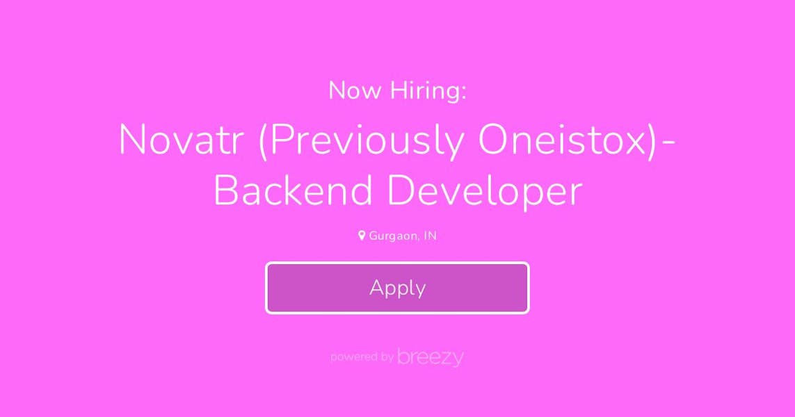 Novatr (Previously Oneistox)- Backend Developer at ConsultBae India ...