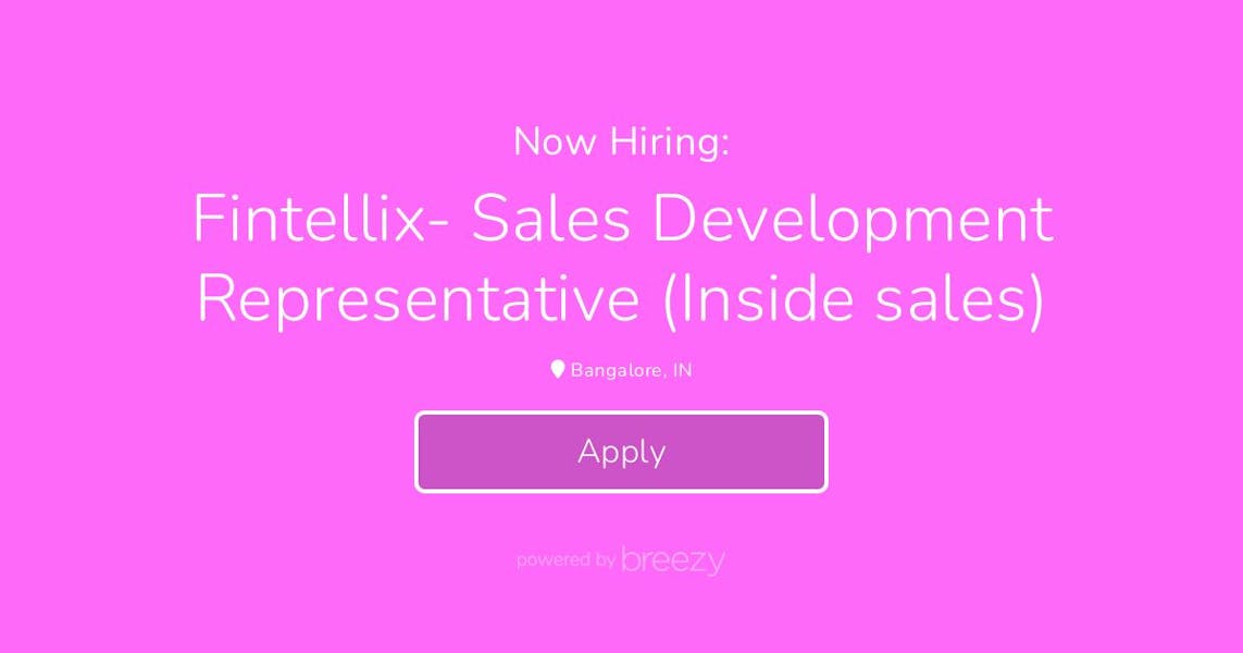 Fintellix- Sales Development Representative (Inside sales) at ...