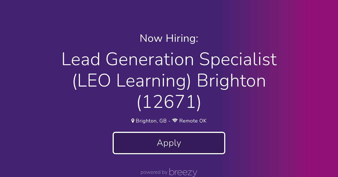 Lead Generation Specialist (LEO Learning) Brighton (12671) at LTG