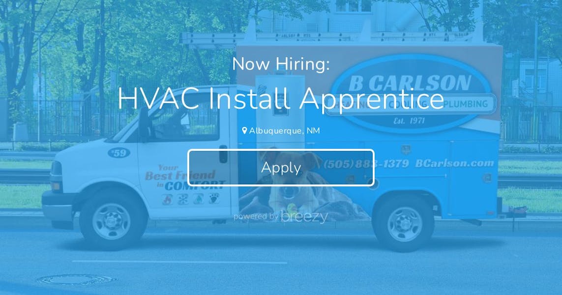 HVAC Install Apprentice at B. Carlson Heating, Air Conditioning & Plumbing