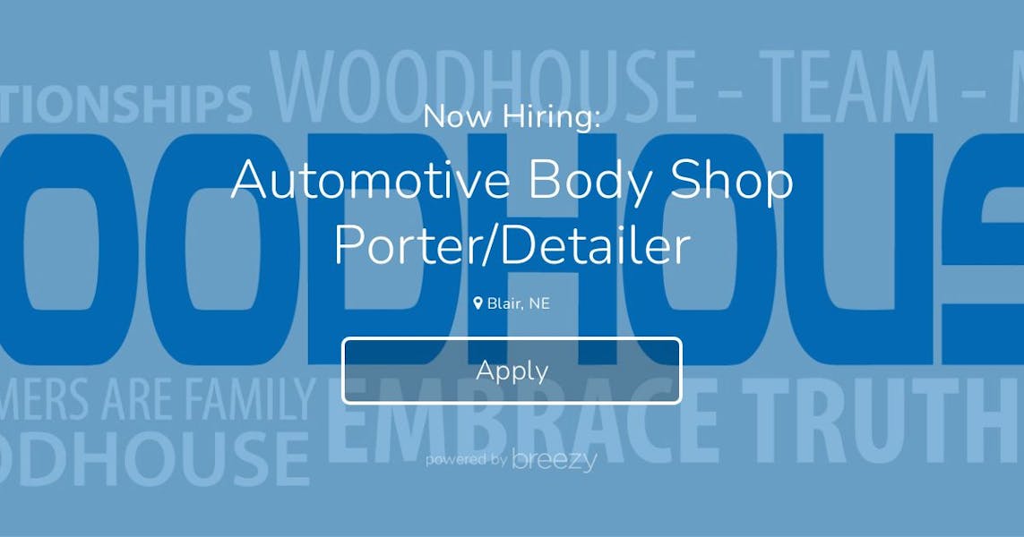 Automotive Body Shop Porter/Detailer at Woodhouse Auto Family