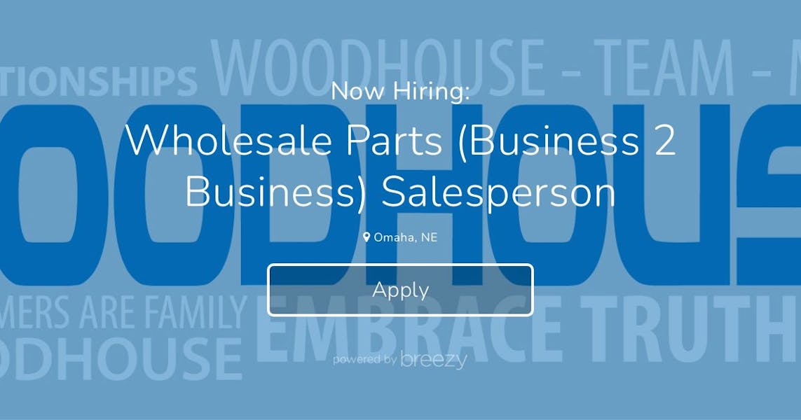 Wholesale Parts (Business 2 Business) Salesperson at Woodhouse Auto Family