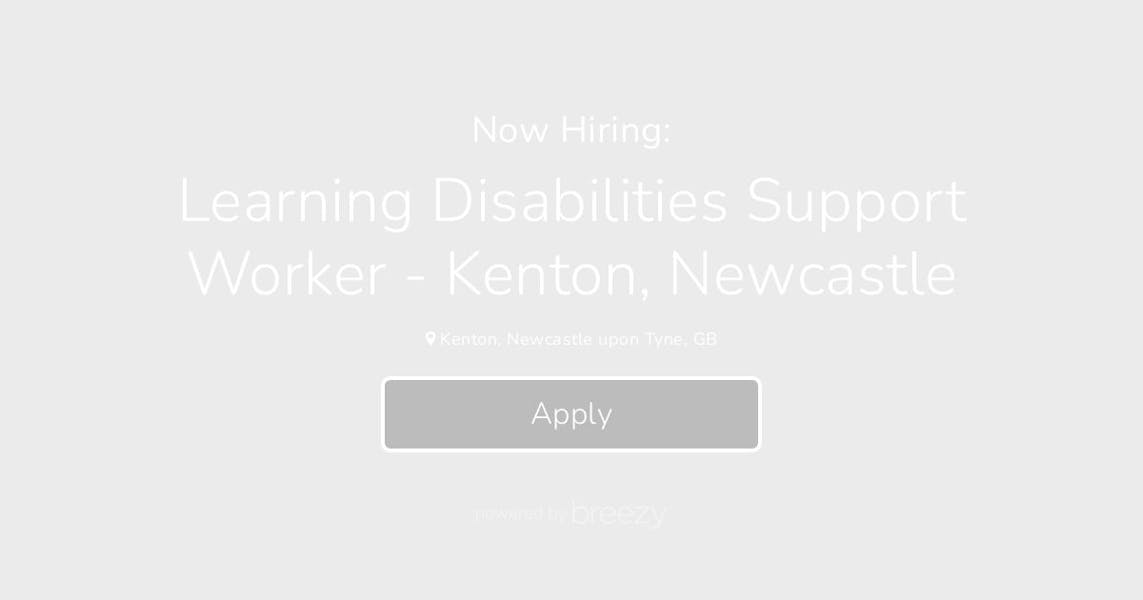 Learning Disabilities Support Worker Kenton, Newcastle at Be Caring