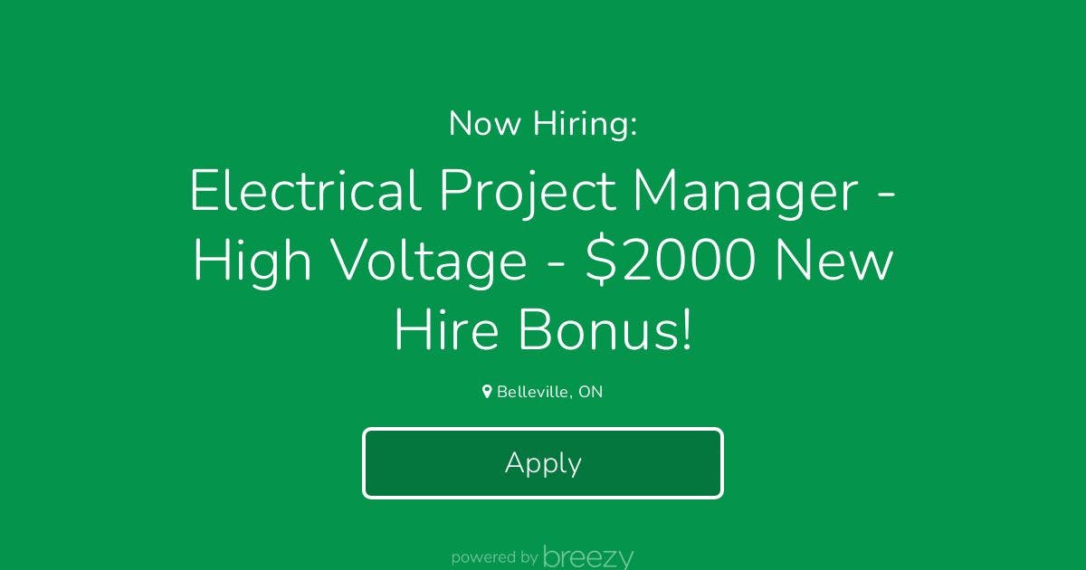 Electrical Project Manager High Voltage 2000 New Hire Bonus At 