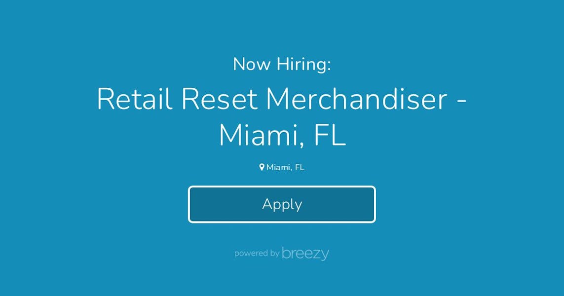 Retail Reset Merchandiser Miami, FL at SRS Merchandising