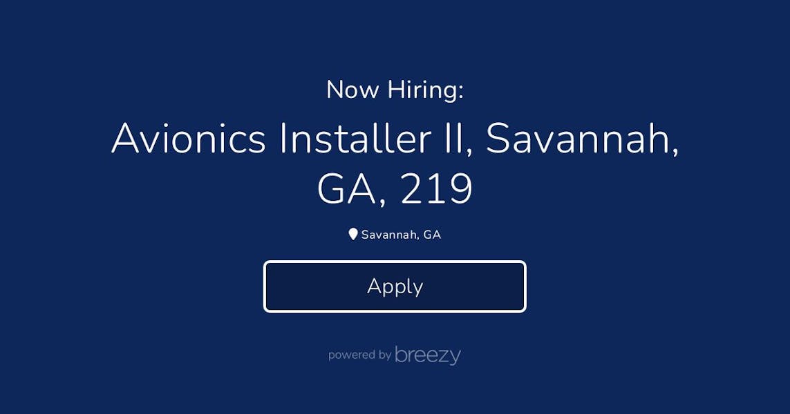 Avionics Installer II, Savannah, GA, 219 at Aviation Technology