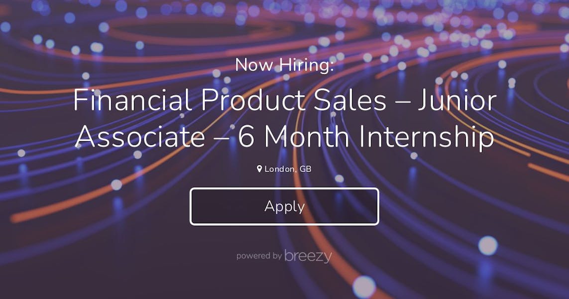 Financial Product Sales Junior Associate 6 Month Internship at Marex