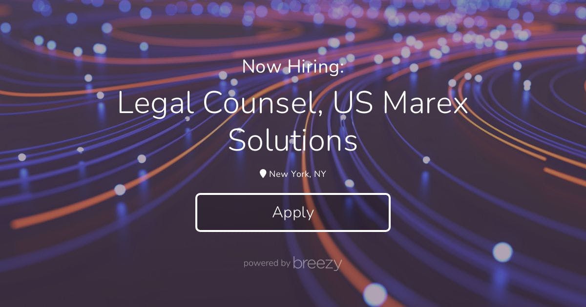 Legal Counsel, US Marex Solutions At Marex