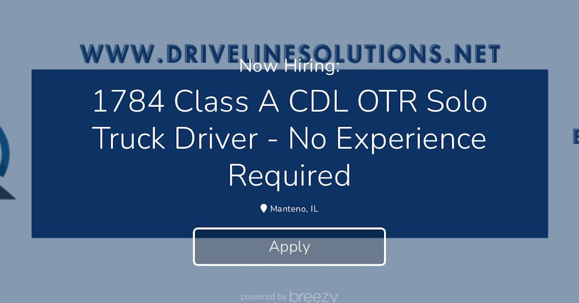 1784 Class A CDL OTR Solo Truck Driver - No Experience Required at ...