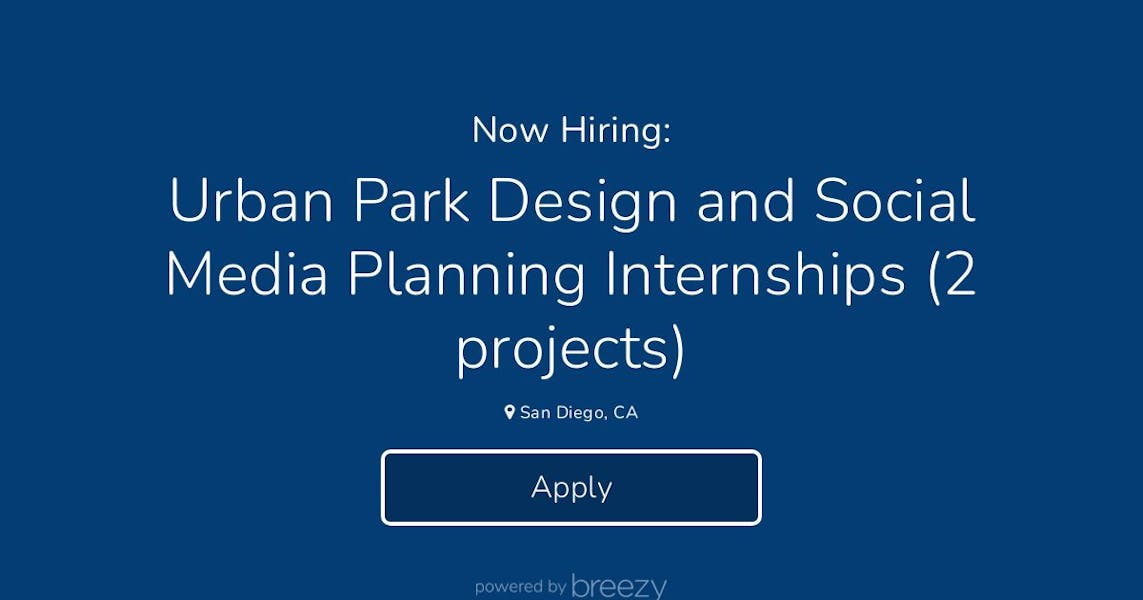 Urban Park Design and Social Media Planning Internships (2 projects) at
