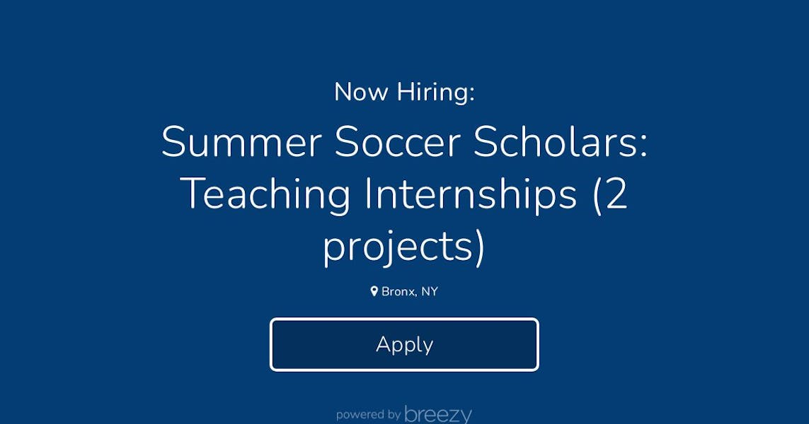 Summer Soccer Scholars Teaching Internships (2 projects) at 1stGenYale