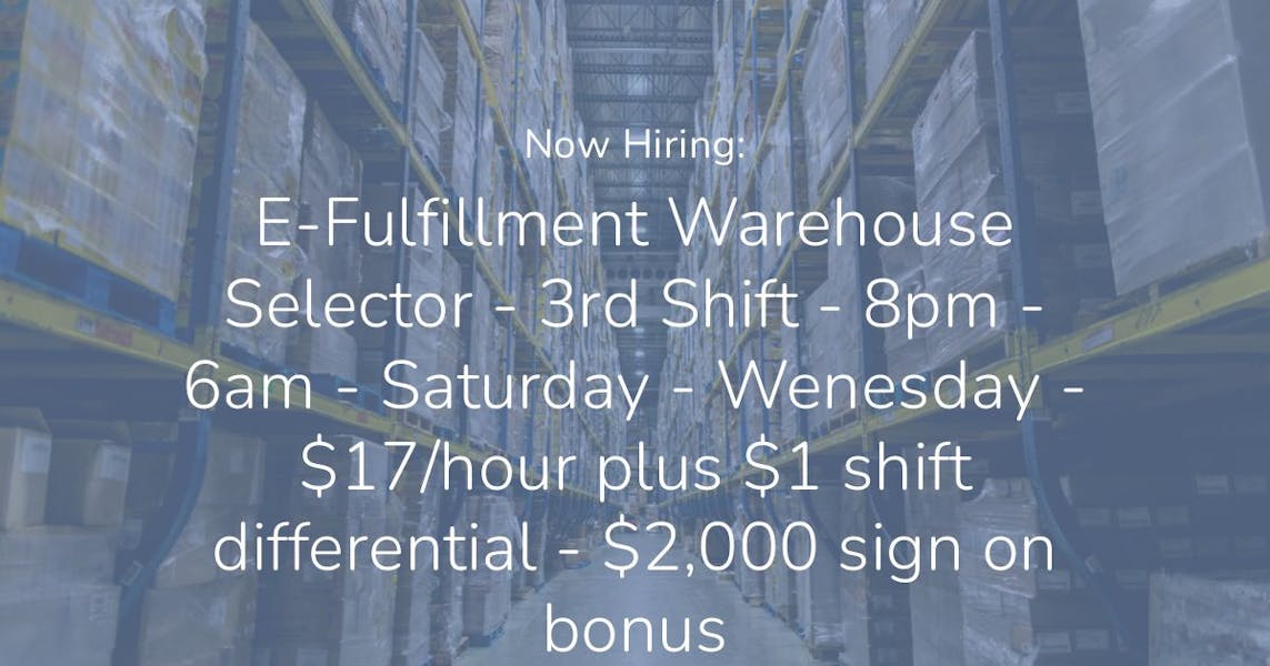 third shift warehouse jobs near me