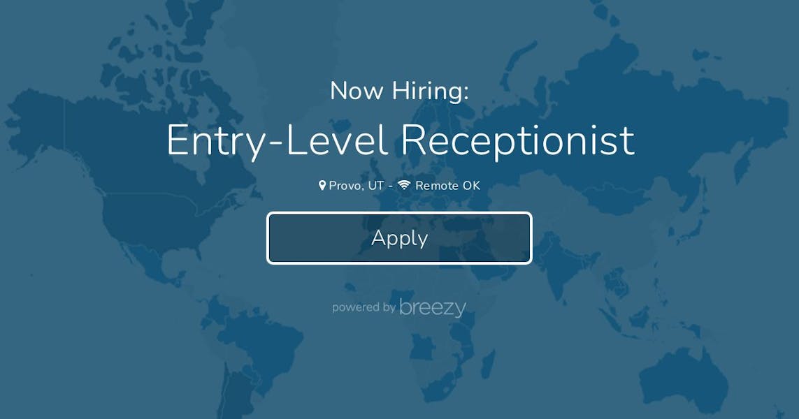 EntryLevel Receptionist at Salute
