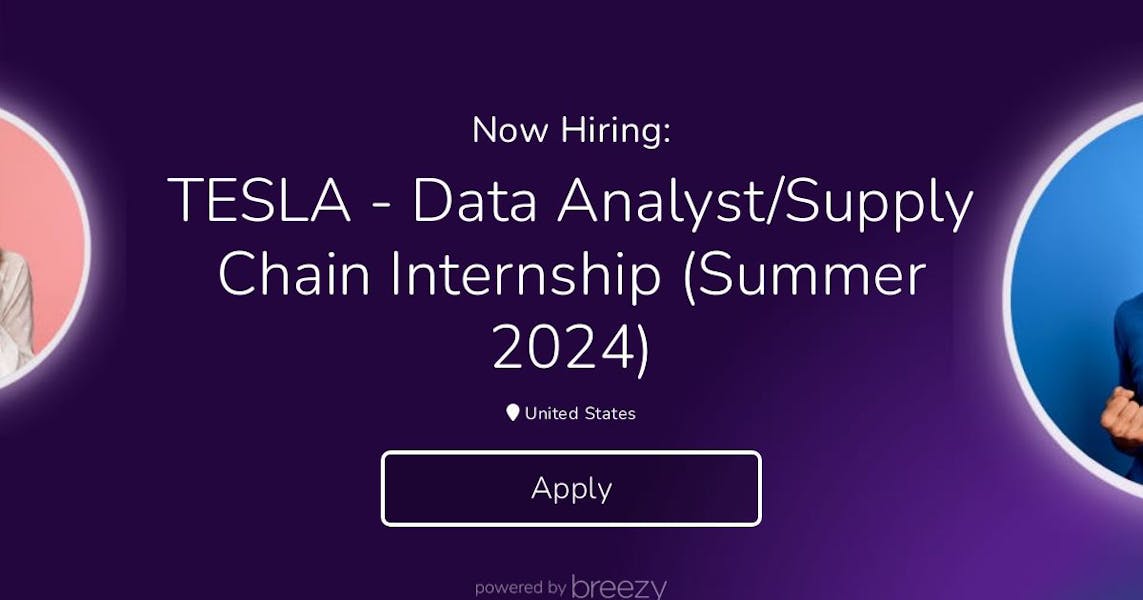 TESLA Data Analyst/Supply Chain Internship (Summer 2024) at Motum