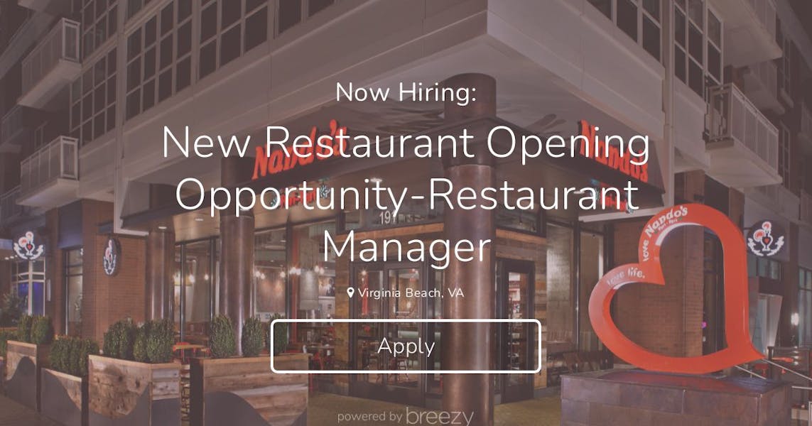 New Restaurant Opening Opportunity-Restaurant Manager at Nando's