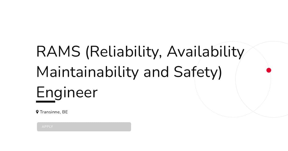 RAMS (Reliability, Availability Maintainability And Safety) Engineer At ...