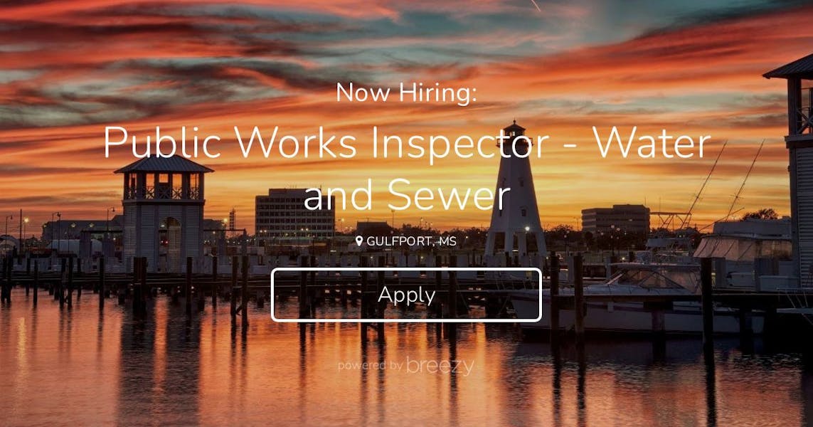 Public Works Inspector - Water and Sewer at City of Gulfport