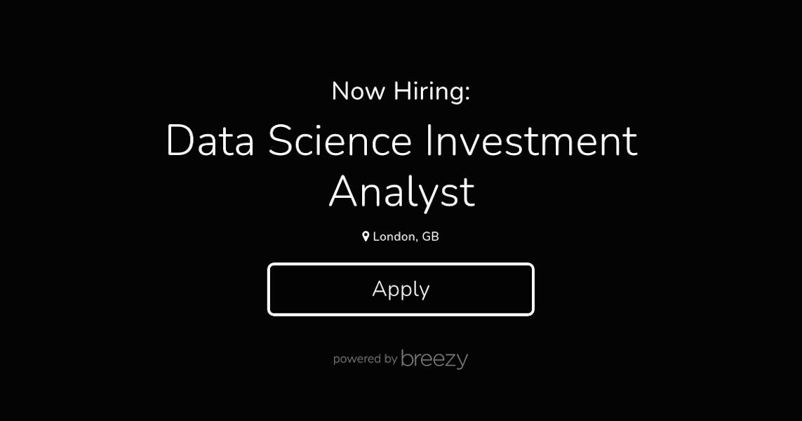 Data Science Investment Analyst At A O Proptech