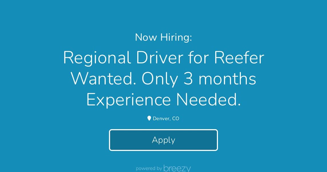 Regional Driver for Reefer Wanted. Only 3 months Experience Needed. at ...