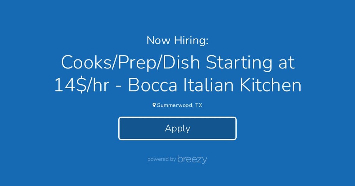 Cooks/Prep/Dish Starting at 14/hr Bocca Italian Kitchen at McCord