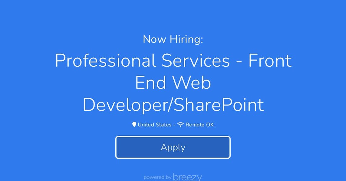 Professional Services Front End  Developer/SharePoint at R3