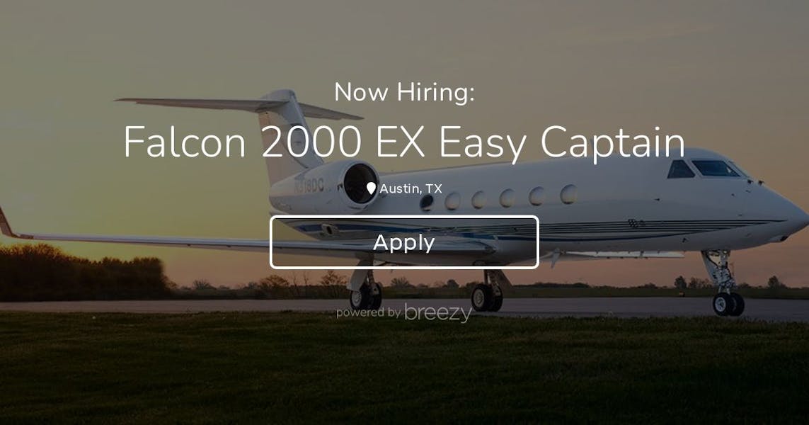 Falcon 2000 EX Easy Captain at Hire Up Talent Services