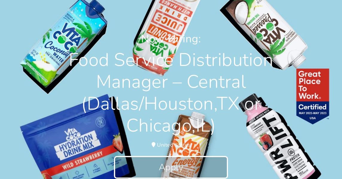 Food Service Distribution Manager Central (Dallas/Houston,TX or