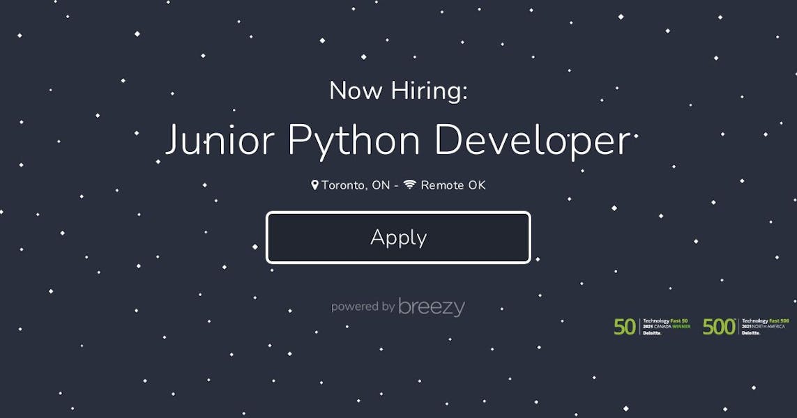 entry level python jobs toronto