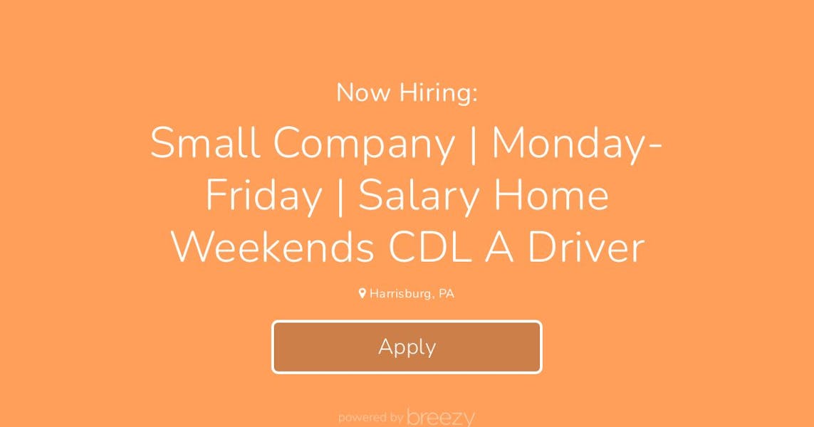 Small Company MondayFriday Salary Home Weekends CDL A Driver at
