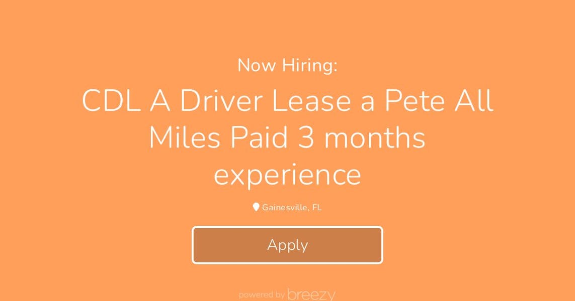 CDL A Driver Lease a Pete All Miles Paid 3 months experience at Bobcat