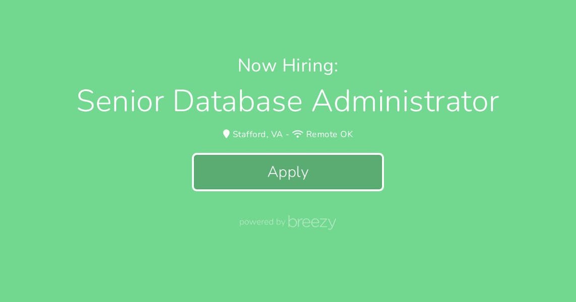 Senior Database Administrator at Dark Horse Tech