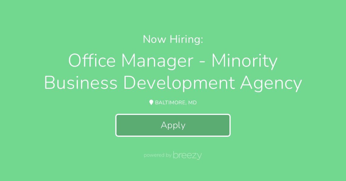 Office Manager - Minority Business Development Agency At City Of 