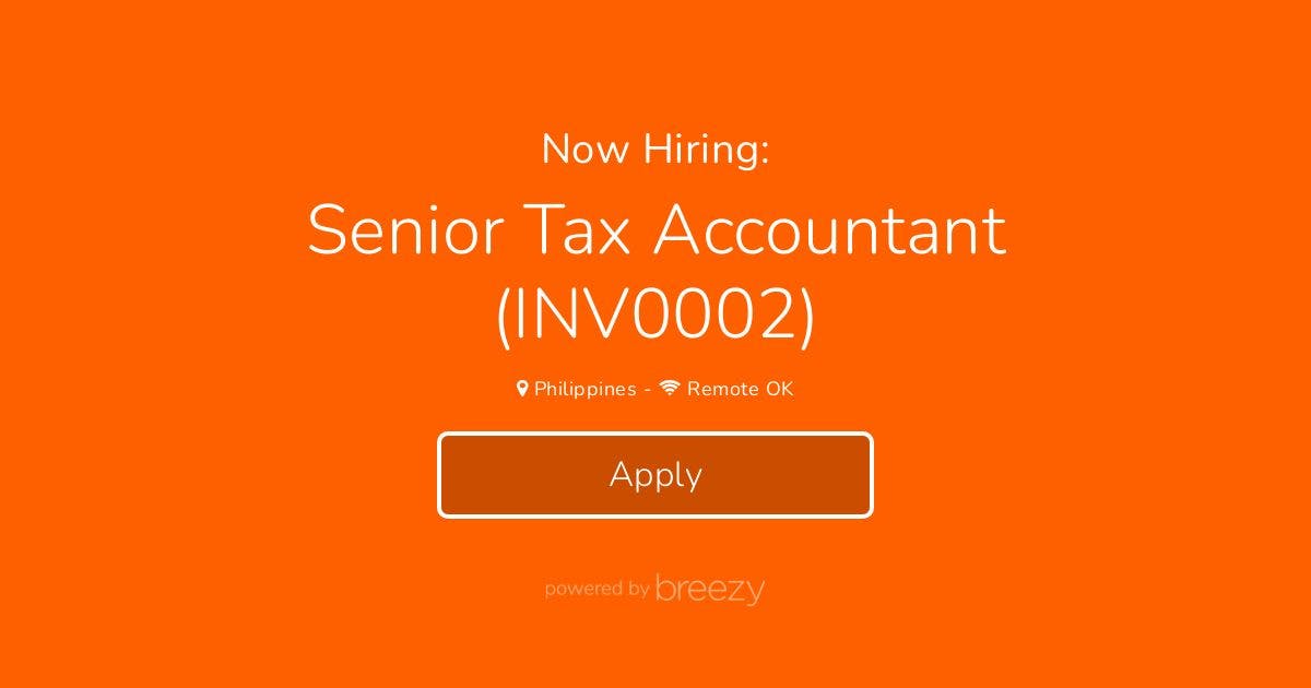 Senior Tax Accountant (INV0002) At Hammerjack