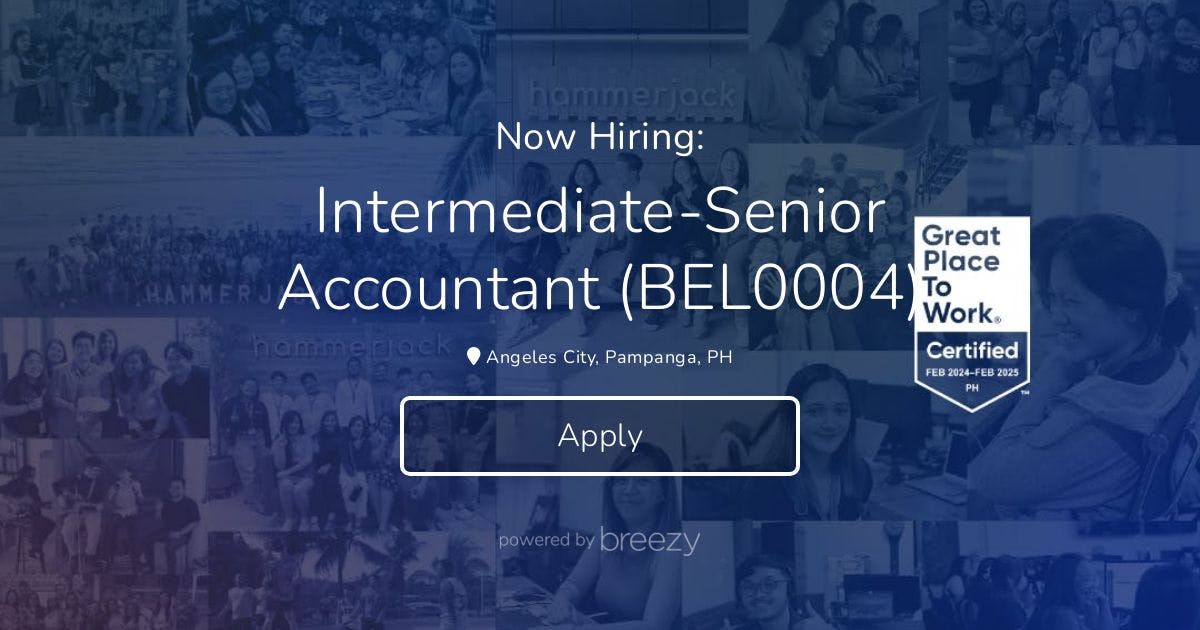 Intermediate-Senior Accountant (BEL0004) At Hammerjack