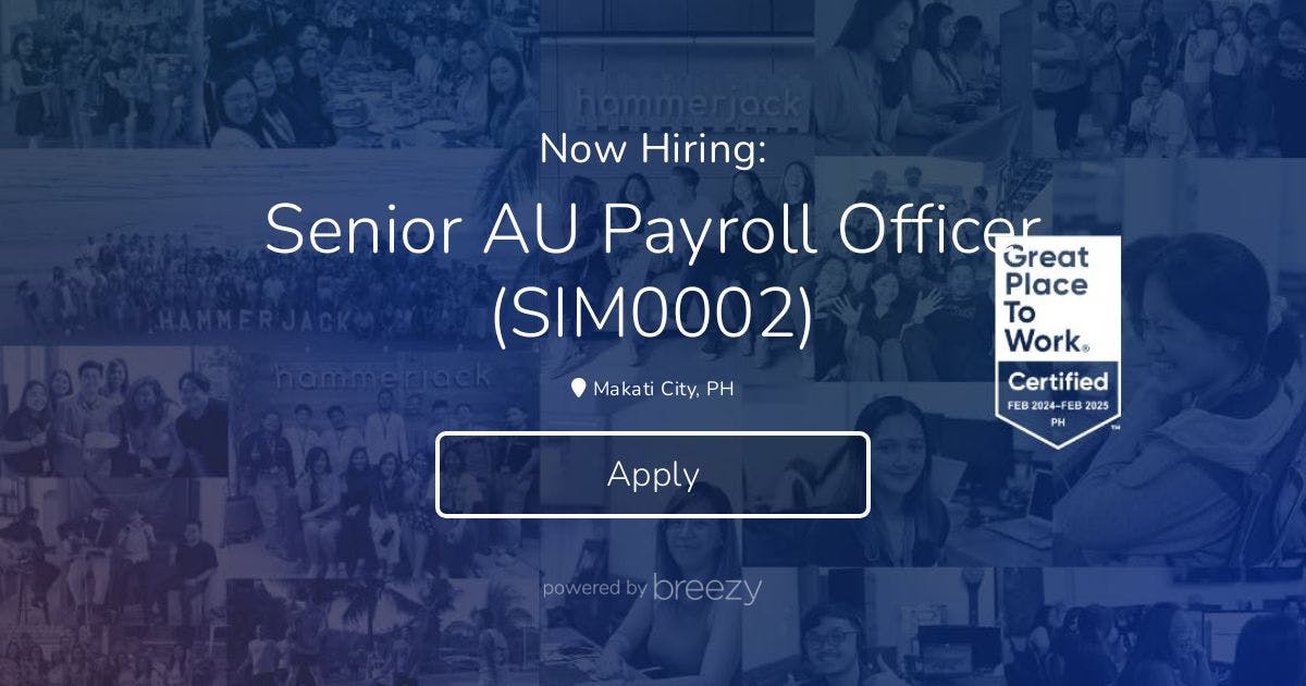 Senior AU Payroll Officer (SIM0002) At Hammerjack