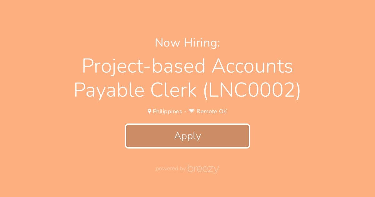 Project-based Accounts Payable Clerk (LNC0002) At Hammerjack