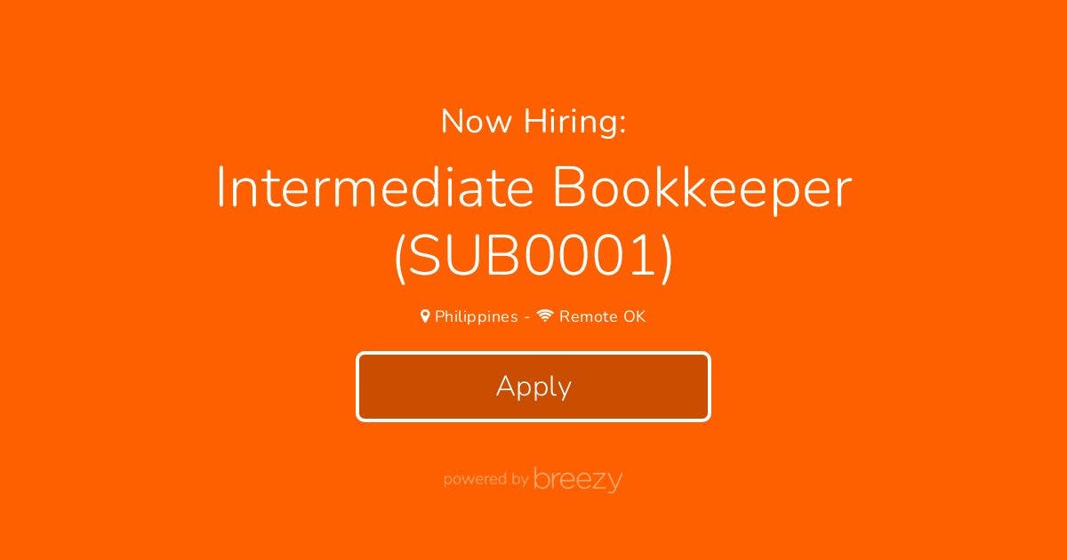 Intermediate Bookkeeper (SUB0001) At Hammerjack